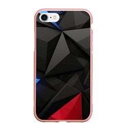 Чехол iPhone 7/8 матовый Black blue red elements, цвет: 3D-светло-розовый