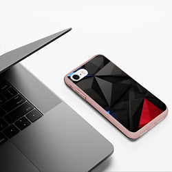 Чехол iPhone 7/8 матовый Black blue red elements, цвет: 3D-светло-розовый — фото 2