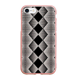 Чехол iPhone 7/8 матовый Черные бежевые ромбы, цвет: 3D-светло-розовый