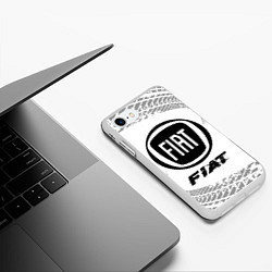 Чехол iPhone 7/8 матовый Fiat speed на светлом фоне со следами шин, цвет: 3D-белый — фото 2