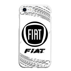 Чехол iPhone 7/8 матовый Fiat speed на светлом фоне со следами шин, цвет: 3D-белый