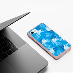 Чехол iPhone 7/8 матовый Синие цветы - Vice city - new ver, цвет: 3D-светло-розовый — фото 2