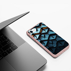 Чехол iPhone 7/8 матовый Металлические объемные чешуйчатые ромбы, цвет: 3D-светло-розовый — фото 2