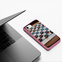 Чехол iPhone 7/8 матовый Шашки, цвет: 3D-малиновый — фото 2