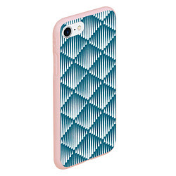 Чехол iPhone 7/8 матовый Большие синие вдавленные ромбы, цвет: 3D-светло-розовый — фото 2