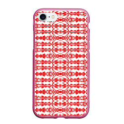 Чехол iPhone 7/8 матовый Красно-белый батик, цвет: 3D-малиновый