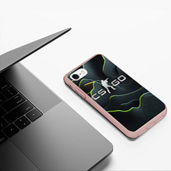Чехол iPhone 7/8 матовый CSGO green dark texture, цвет: 3D-светло-розовый — фото 2