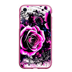 Чехол iPhone 7/8 матовый Розы в стиле киберпанк, цвет: 3D-малиновый