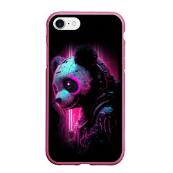 Чехол iPhone 7/8 матовый Панда киберпанк в фиолетовом свете, цвет: 3D-малиновый