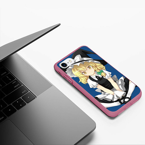 Чехол iPhone 7/8 матовый Touhou Project Мариса Кирисаме / 3D-Малиновый – фото 3