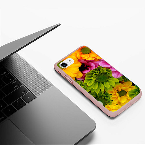 Чехол iPhone 7/8 матовый Паттерн цветочный / 3D-Светло-розовый – фото 3