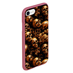 Чехол iPhone 7/8 матовый Медные черепа, цвет: 3D-малиновый — фото 2