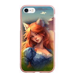 Чехол iPhone 7/8 матовый Девушка лисица, цвет: 3D-светло-розовый