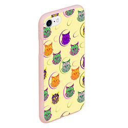 Чехол iPhone 7/8 матовый Сова - разноцветные птицы, цвет: 3D-светло-розовый — фото 2
