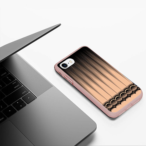 Чехол iPhone 7/8 матовый Персиковый полосатый градиент / 3D-Светло-розовый – фото 3