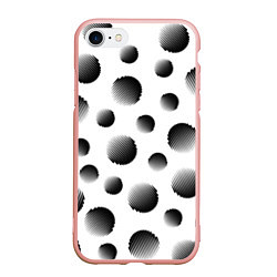 Чехол iPhone 7/8 матовый Черные полосатые шары на белом, цвет: 3D-светло-розовый