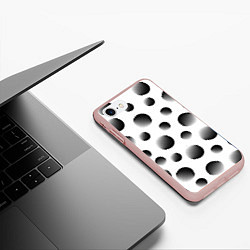 Чехол iPhone 7/8 матовый Черные полосатые шары на белом, цвет: 3D-светло-розовый — фото 2