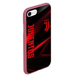 Чехол iPhone 7/8 матовый Juventus black red logo, цвет: 3D-малиновый — фото 2