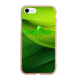 Чехол iPhone 7/8 матовый CSGO green logo, цвет: 3D-светло-розовый