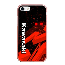 Чехол iPhone 7/8 матовый Кавасаки - красные брызги, цвет: 3D-светло-розовый