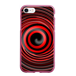 Чехол iPhone 7/8 матовый Красно-черный вихрь, цвет: 3D-малиновый
