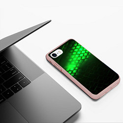 Чехол iPhone 7/8 матовый Неоновые зеленые пластины, цвет: 3D-светло-розовый — фото 2