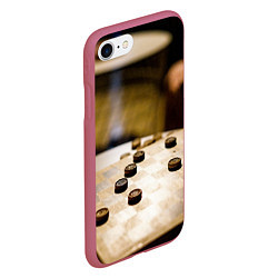 Чехол iPhone 7/8 матовый Игра в шашки, цвет: 3D-малиновый — фото 2