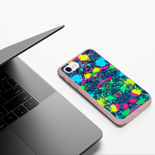 Чехол iPhone 7/8 матовый Colorful blots - expressionism - vogue / 3D-Светло-розовый – фото 3