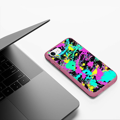 Чехол iPhone 7/8 матовый Красочная композиция - мода / 3D-Малиновый – фото 3
