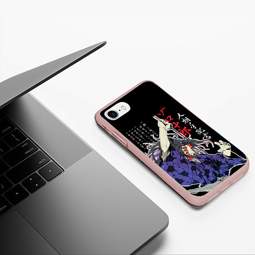 Чехол iPhone 7/8 матовый Кокушибо самурай - Клинок демонов / 3D-Светло-розовый – фото 3