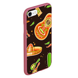Чехол iPhone 7/8 матовый Мексиканское веселье, цвет: 3D-малиновый — фото 2