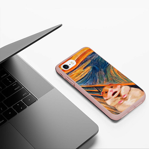 Чехол iPhone 7/8 матовый Крик хомяка / 3D-Светло-розовый – фото 3