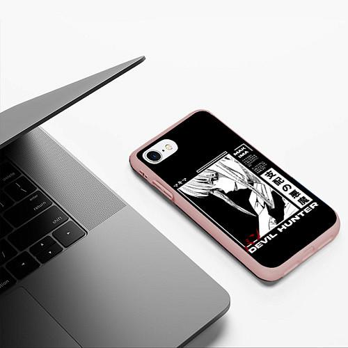 Чехол iPhone 7/8 матовый Макима охотник - Человек бензопила / 3D-Светло-розовый – фото 3