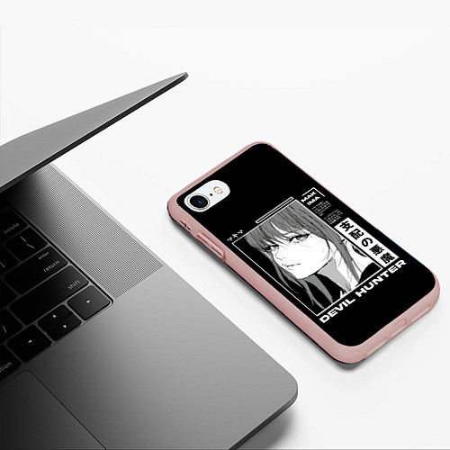 Чехол iPhone 7/8 матовый Стильная Макима - Человек бензопила / 3D-Светло-розовый – фото 3