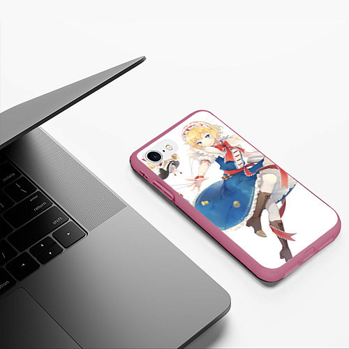 Чехол iPhone 7/8 матовый Touhou Project Алиса Маргатройд / 3D-Малиновый – фото 3