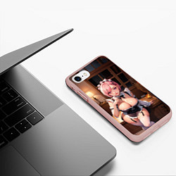 Чехол iPhone 7/8 матовый Аниме горничная, цвет: 3D-светло-розовый — фото 2