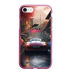 Чехол iPhone 7/8 матовый Forza Horizon racing game, цвет: 3D-малиновый