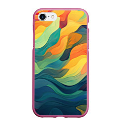 Чехол iPhone 7/8 матовый Красочная палитра в волнах, цвет: 3D-малиновый