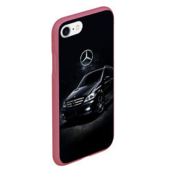 Чехол iPhone 7/8 матовый Mercedes black, цвет: 3D-малиновый — фото 2