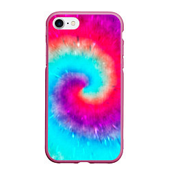 Чехол iPhone 7/8 матовый Тай-дай малиновый закат, цвет: 3D-малиновый