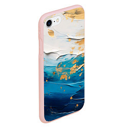 Чехол iPhone 7/8 матовый Белый, синий, золотой импасто абстракция, цвет: 3D-светло-розовый — фото 2