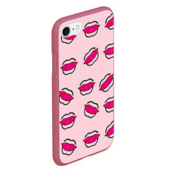 Чехол iPhone 7/8 матовый Силуэт губы, цвет: 3D-малиновый — фото 2
