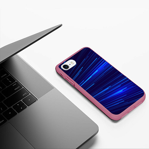 Чехол iPhone 7/8 матовый Яркие неоновые полосы - минимализм / 3D-Малиновый – фото 3