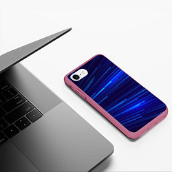 Чехол iPhone 7/8 матовый Яркие неоновые полосы - минимализм, цвет: 3D-малиновый — фото 2