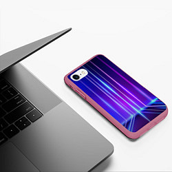 Чехол iPhone 7/8 матовый Neon glow - vaporwave - strips, цвет: 3D-малиновый — фото 2