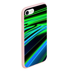 Чехол iPhone 7/8 матовый Green black abstract, цвет: 3D-светло-розовый — фото 2