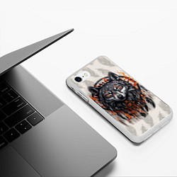 Чехол iPhone 7/8 матовый Волк и ловец снов с перьями, цвет: 3D-белый — фото 2