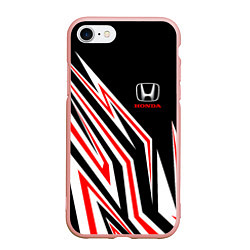 Чехол iPhone 7/8 матовый Хонда - белый и красный, цвет: 3D-светло-розовый