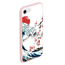 Чехол iPhone 7/8 матовый Хокусай большая волна в Канагаве - пародия укиё, цвет: 3D-светло-розовый — фото 2
