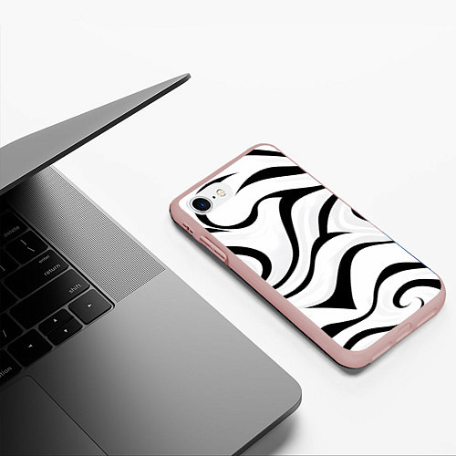 Чехол iPhone 7/8 матовый Анималистическая абстракция зебры / 3D-Светло-розовый – фото 3